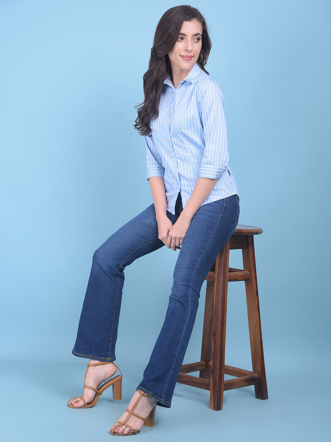 Blue Vertical Striped Shirt – Crimsoune Club - Main Image