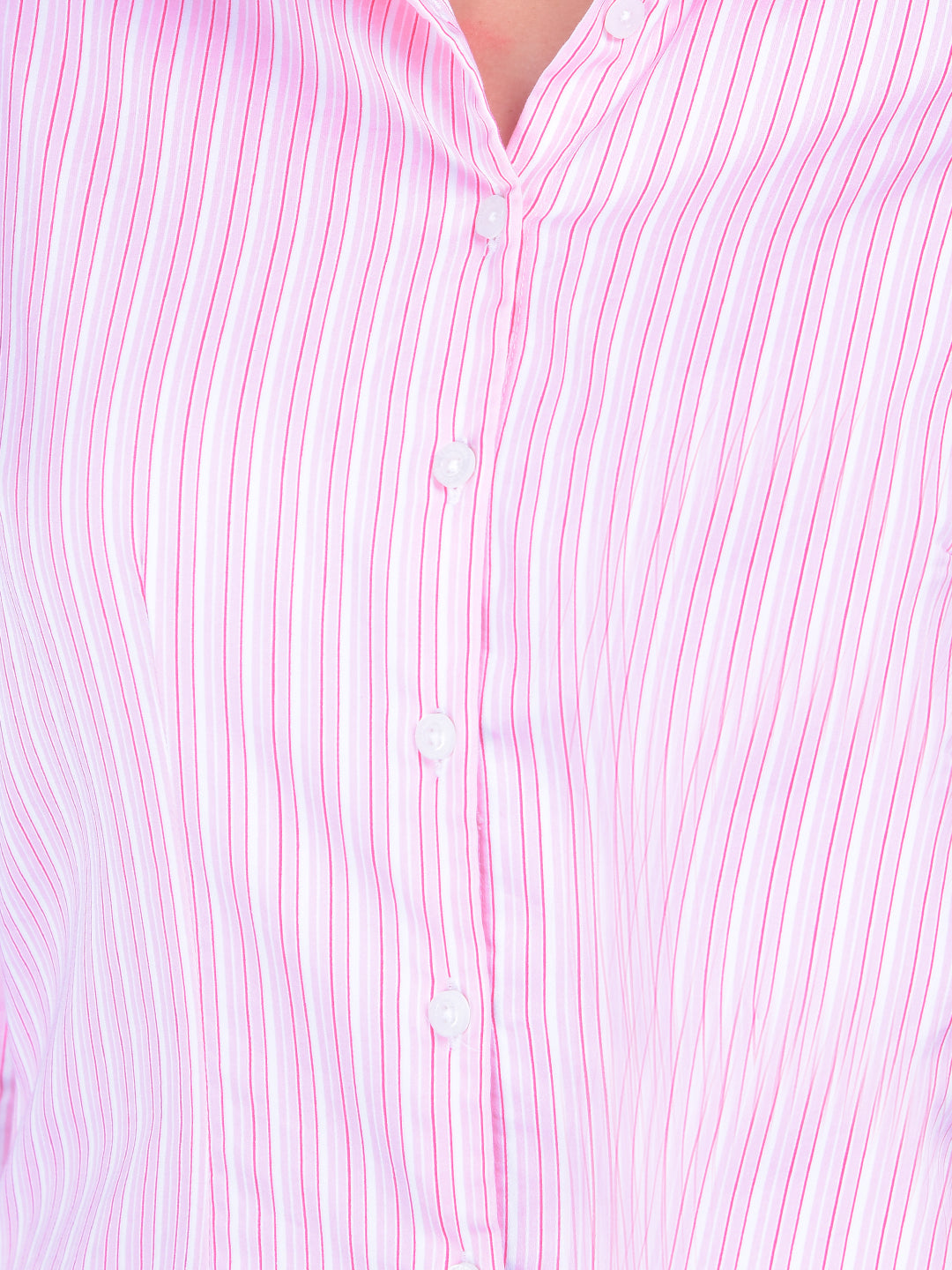 Pink Vertical Striped Shirt-Women Shirts-Crimsoune Club