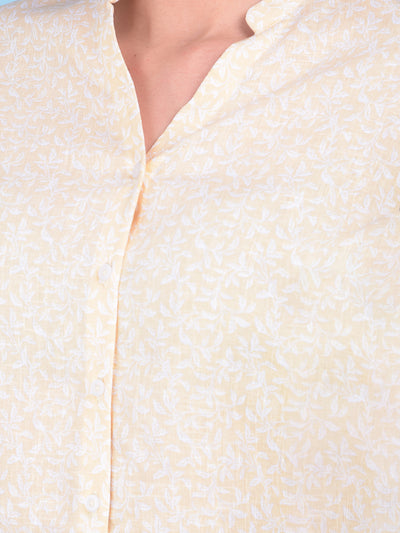 Beige Floral Print Shirt-Women Shirts-Crimsoune Club