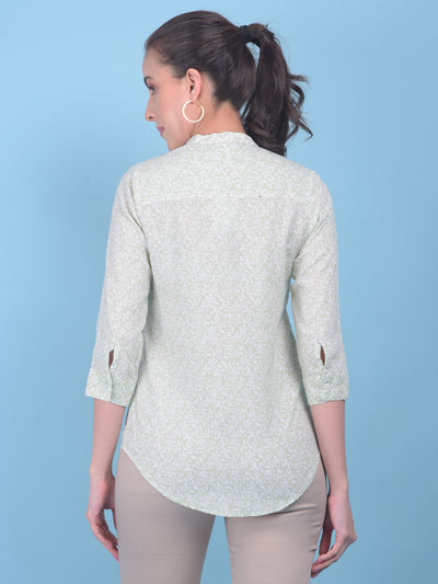 Khaki Floral Print Shirt-Women Shirts-Crimsoune Club