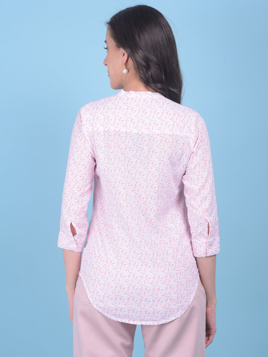 Printed Peach Shirt-Women Shirts-Crimsoune Club