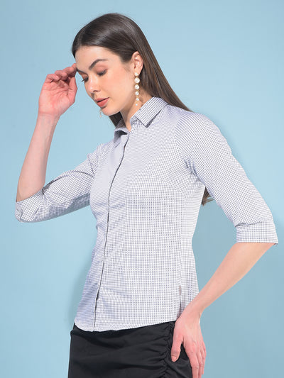 White Printed Cotton Shirt-Women Shirts-Crimsoune Club