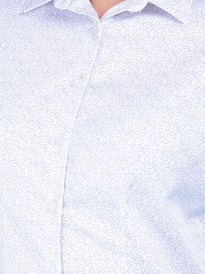 White Abstract Print Shirt-Women Shirts-Crimsoune Club