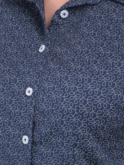 Printed Navy Blue Shirt-Women Shirts-Crimsoune Club