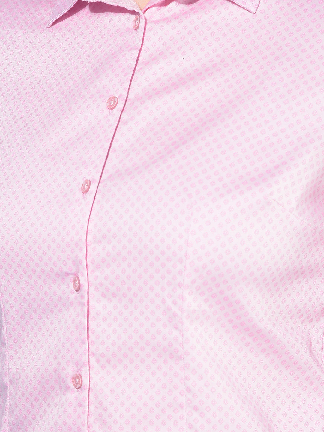 Pink Printed Cotton Shirt-Women Shirts-Crimsoune Club