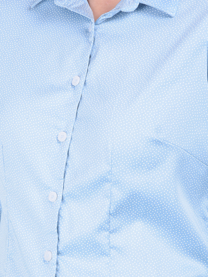Blue Polka Dot Shirt-Women Shirts-Crimsoune Club