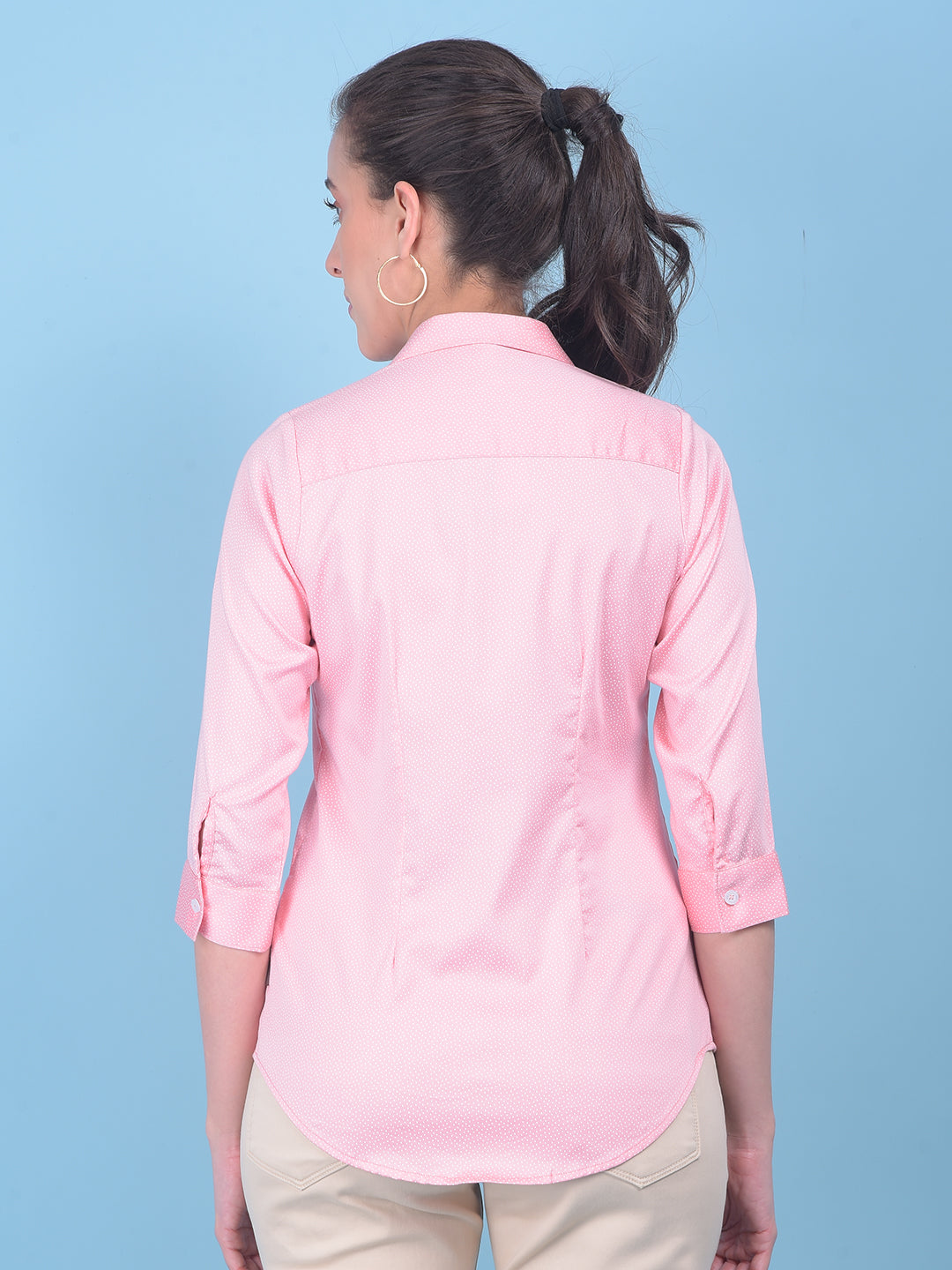 Pink Polka Dots Shirt-Women Shirts-Crimsoune Club