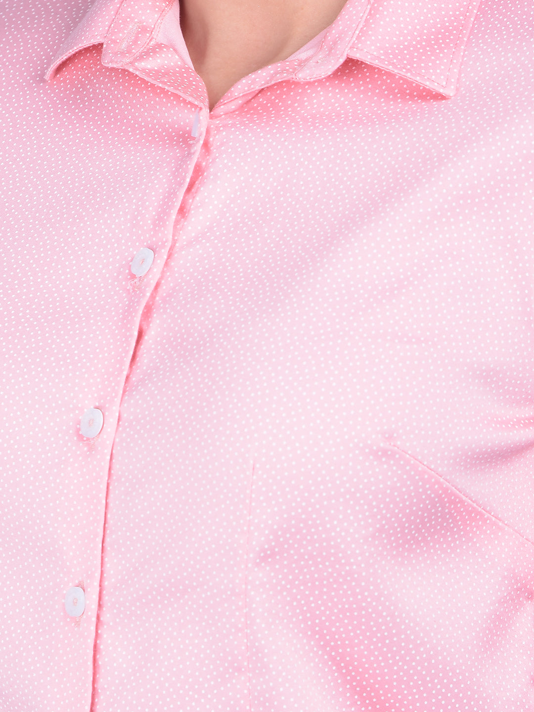 Pink Polka Dots Shirt-Women Shirts-Crimsoune Club