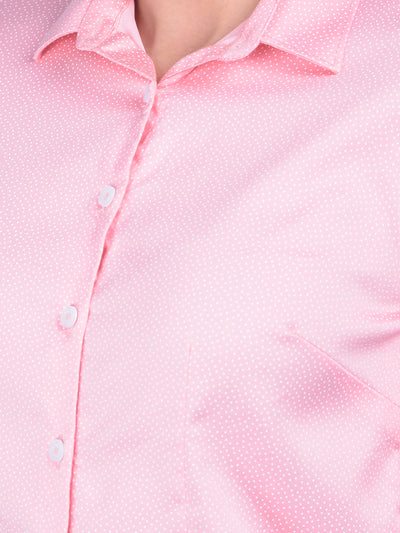 Pink Polka Dots Shirt-Women Shirts-Crimsoune Club