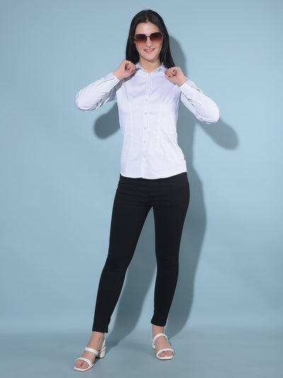 White Printed Shirt-Women Shirts-Crimsoune Club