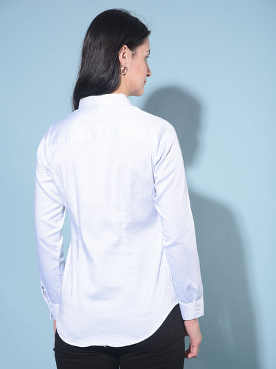 White Printed Shirt-Women Shirts-Crimsoune Club