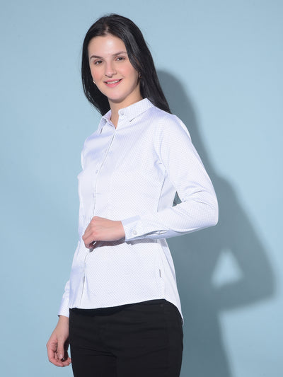 White Printed Shirt-Women Shirts-Crimsoune Club