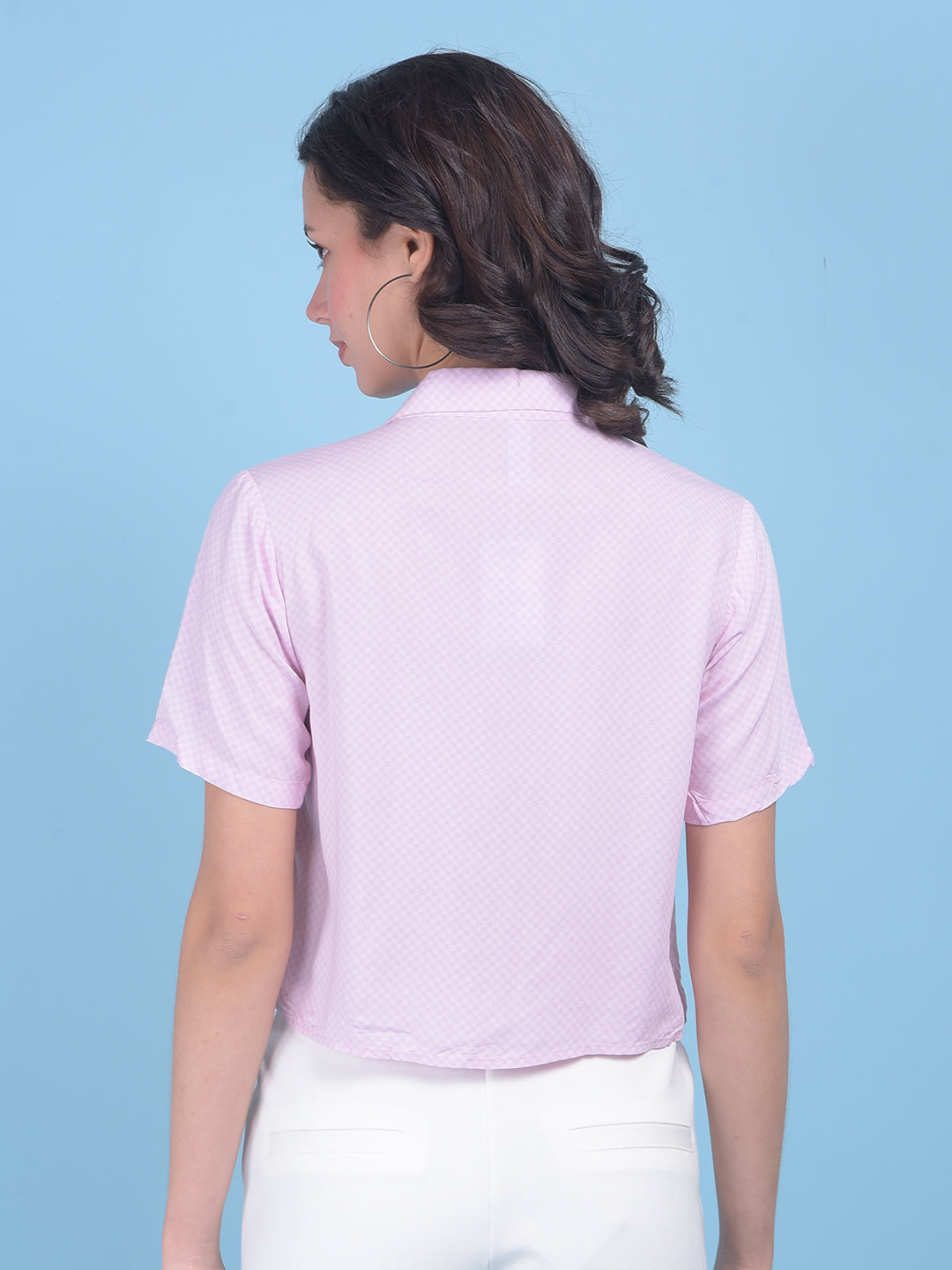 Printed Pink Shirt-Women Shirts-Crimsoune Club