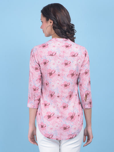 Green Floral Print Shirt-Women Shirts-Crimsoune Club