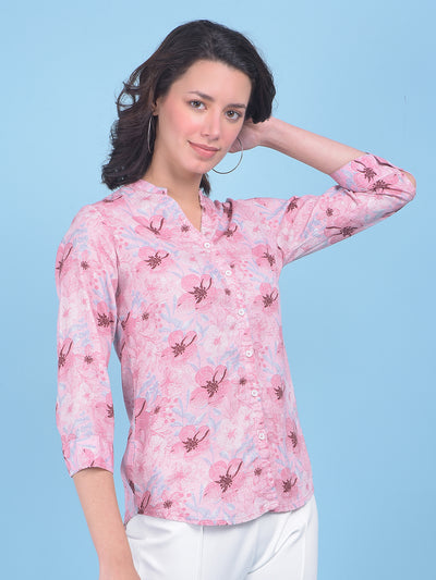Green Floral Print Shirt-Women Shirts-Crimsoune Club