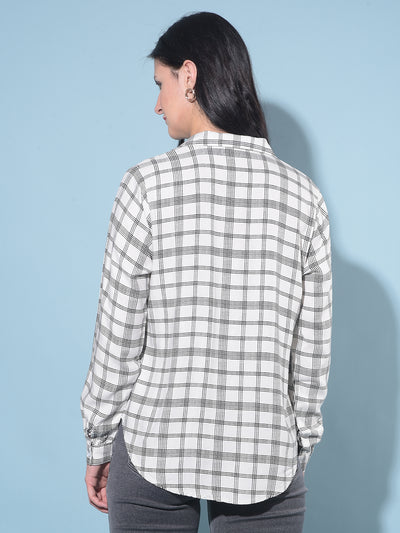 White Tartan Check Shirt-Women Shirts-Crimsoune Club