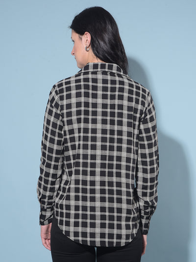 Black Tartan Check Shirt-Women Shirts-Crimsoune Club