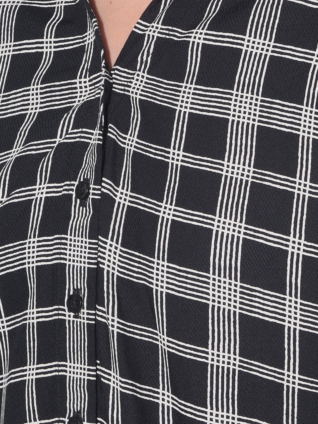 Black Tartan Check Shirt-Women Shirts-Crimsoune Club