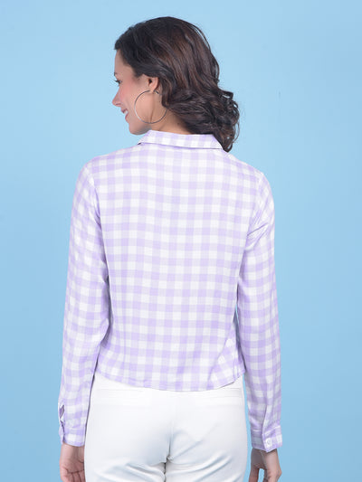 Purple Plain Check Shirt-Women Shirts-Crimsoune Club