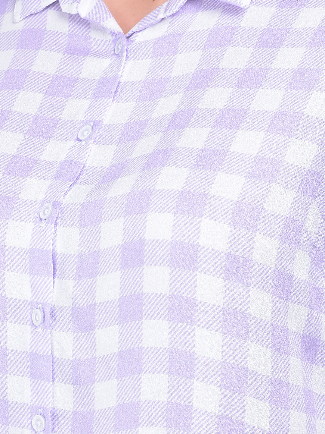 Purple Plain Check Shirt-Women Shirts-Crimsoune Club