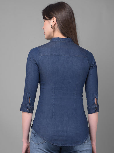 Navy Blue Shirt-Women Shirts-Crimsoune Club