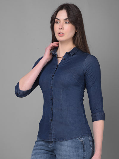 Navy Blue Shirt-Women Shirts-Crimsoune Club