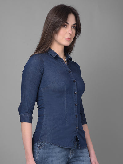 Navy Blue Shirt-Women Shirts-Crimsoune Club