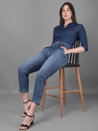 Navy Blue Shirt-Women Shirts-Crimsoune Club