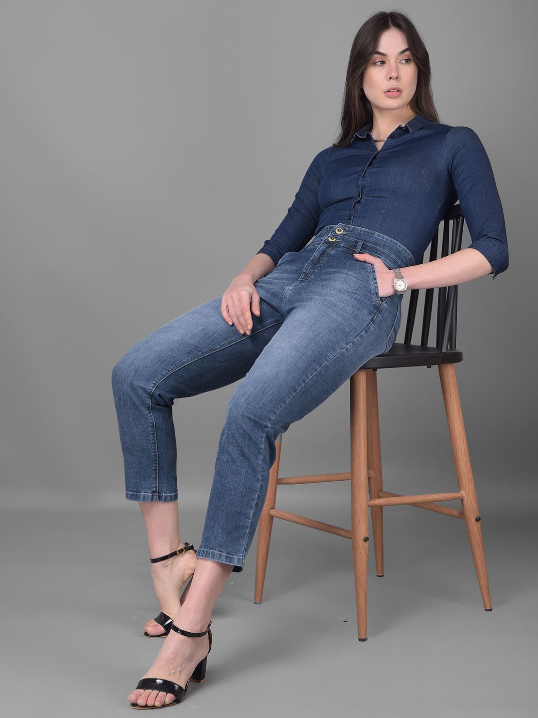 Navy Blue Shirt-Women Shirts-Crimsoune Club