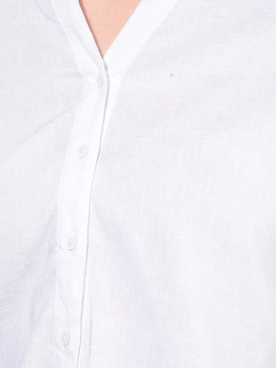 White Linen Shirt-Women Shirts-Crimsoune Club