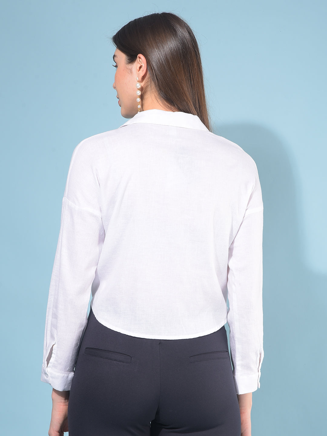 White Linen Shirt-Women Shirts-Crimsoune Club