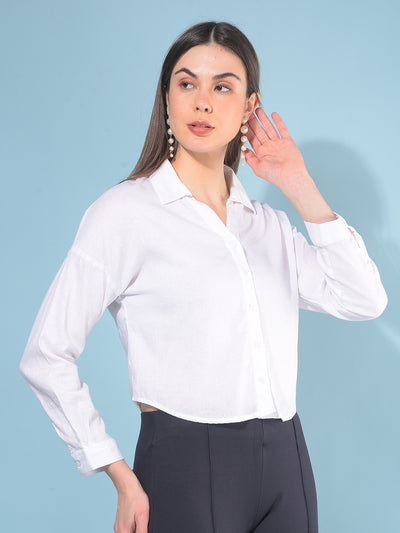 White Linen Shirt-Women Shirts-Crimsoune Club
