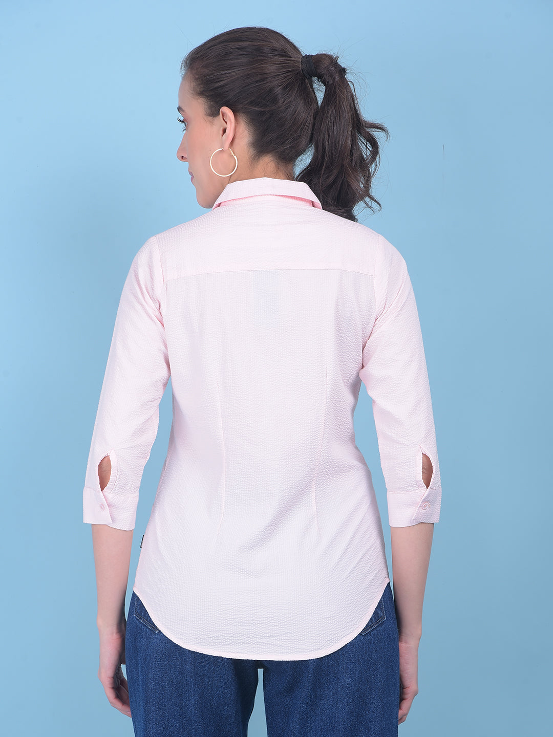 Pink Printed 100% Cotton Shirt-Women Shirts-Crimsoune Club