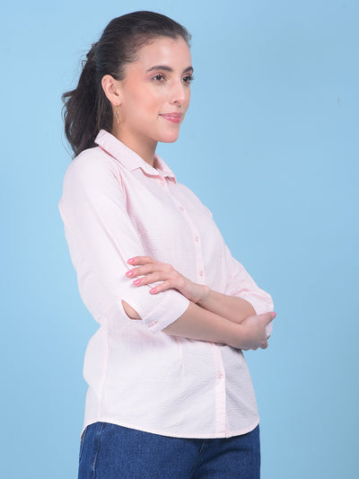 Pink Printed 100% Cotton Shirt-Women Shirts-Crimsoune Club