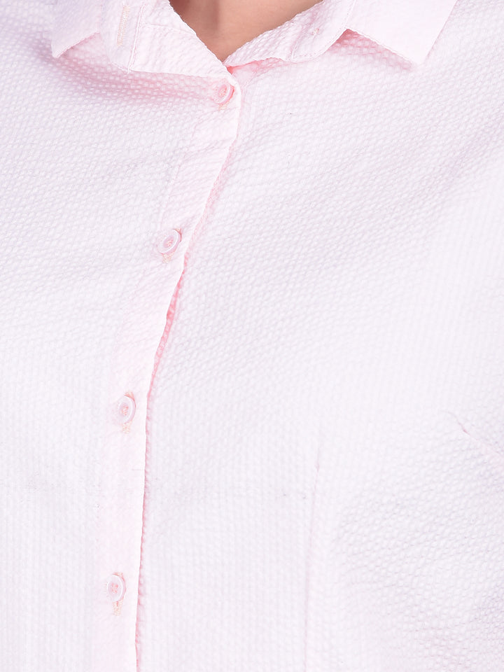 Pink Printed 100% Cotton Shirt-Women Shirts-Crimsoune Club