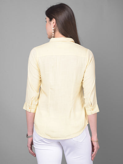 Yellow Printed Shirt-Women Shirts-Crimsoune Club