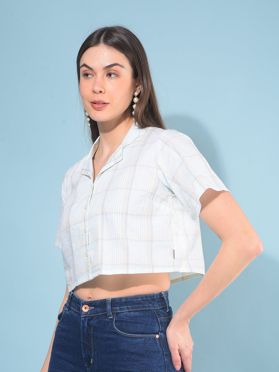 Green Tartan Check Cotton Shirt-Women Shirts-Crimsoune Club