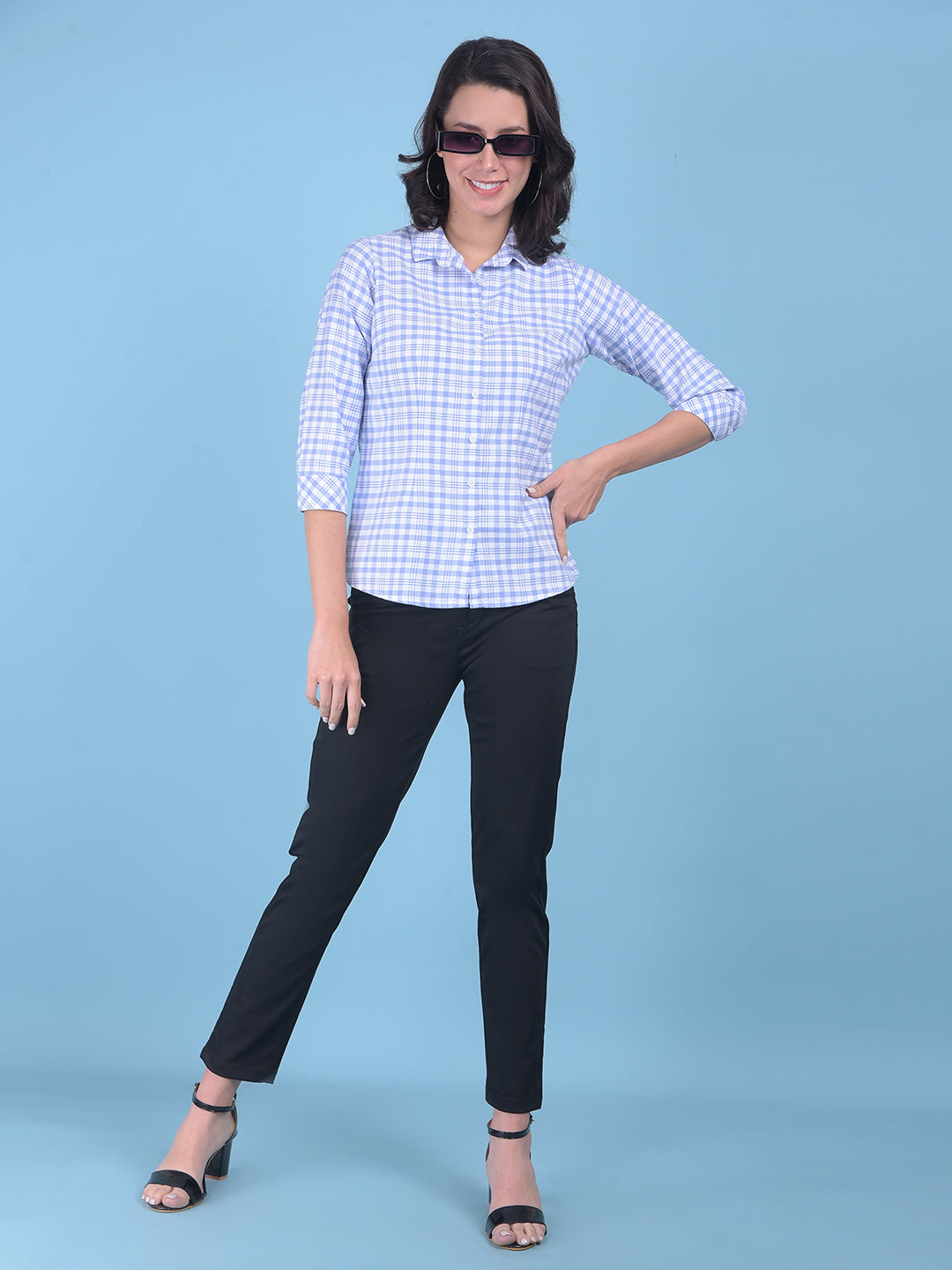 Purple Tartan Check Shirt-Women Shirts-Crimsoune Club