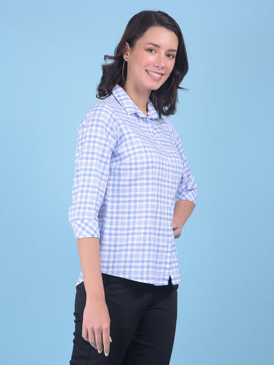 Purple Tartan Check Shirt-Women Shirts-Crimsoune Club