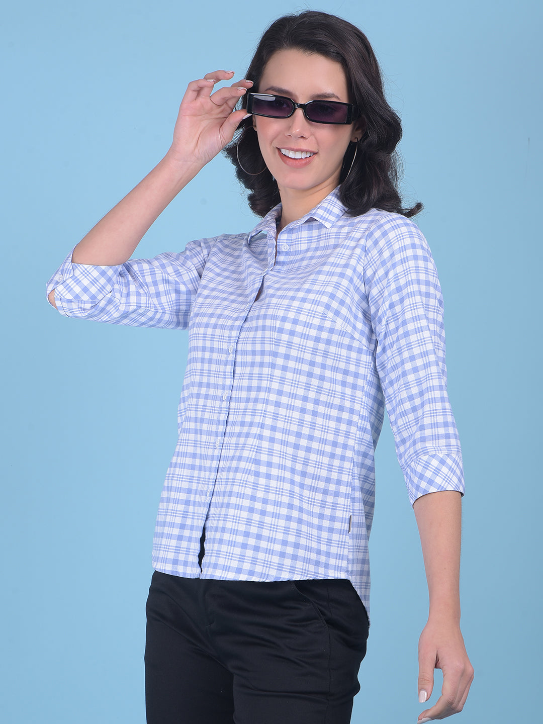 Purple Tartan Check Shirt-Women Shirts-Crimsoune Club