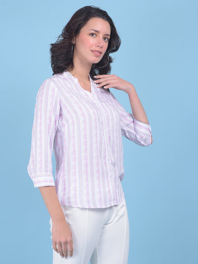 Pink Floral Print Shirt-Women Shirts-Crimsoune Club