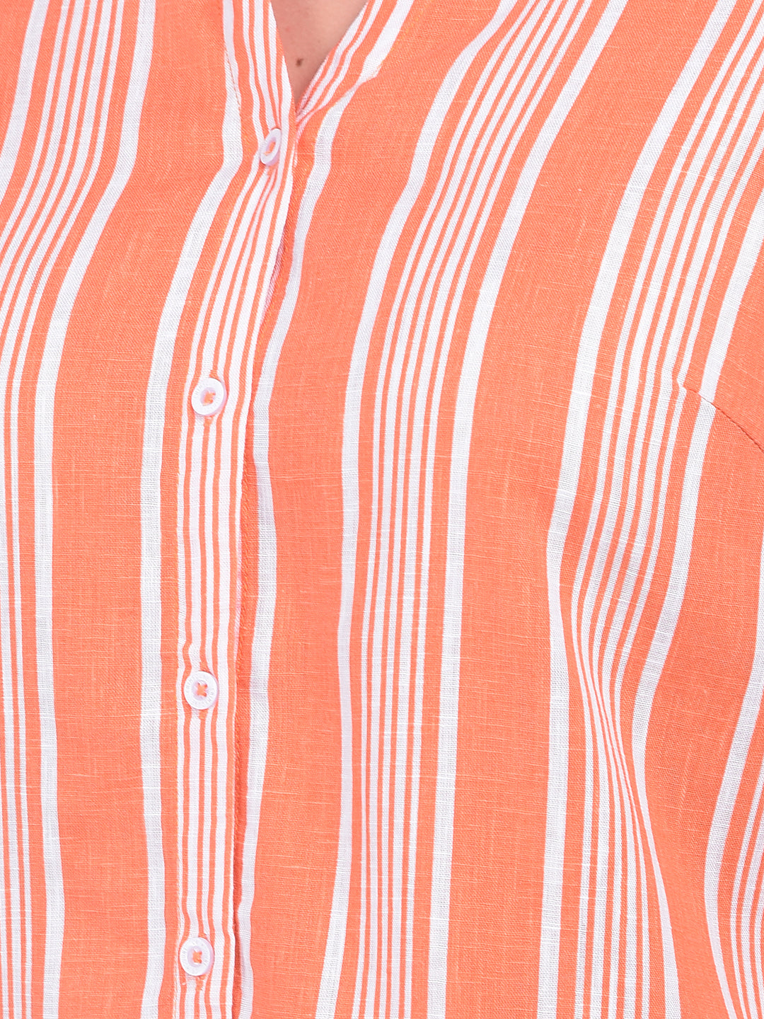 Orange Vertical Striped Shirt-Women Shirts-Crimsoune Club