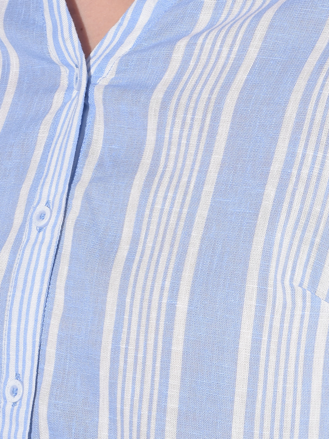 Blue Vertical Striped Shirt-Women Shirts-Crimsoune Club