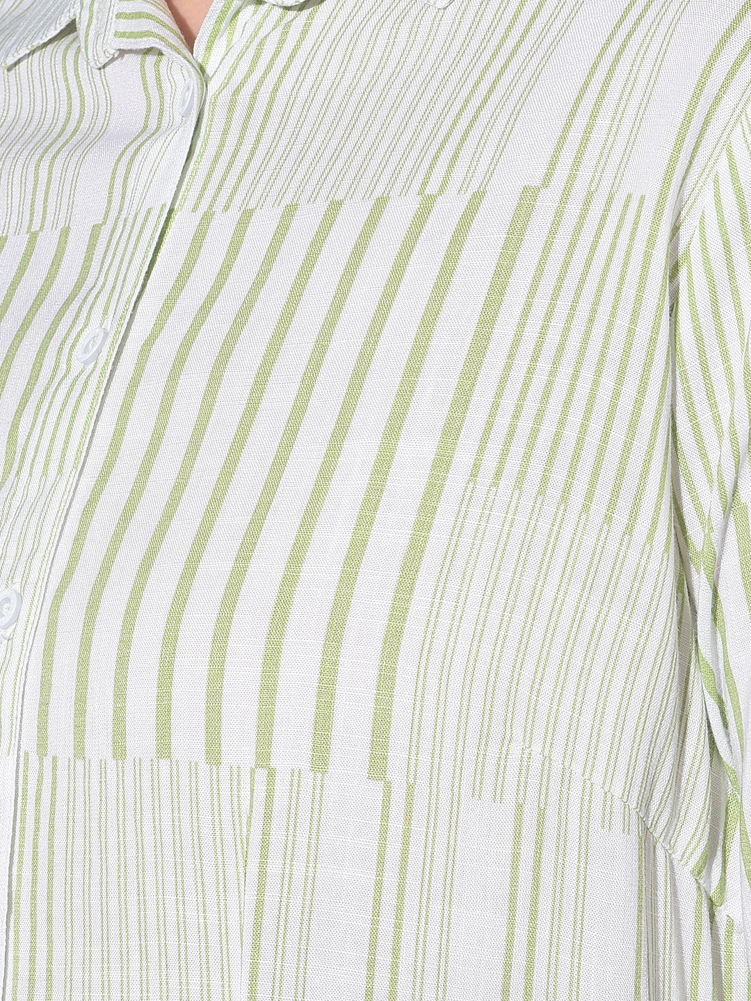 Green Striped Shirt-Women Shirts-Crimsoune Club