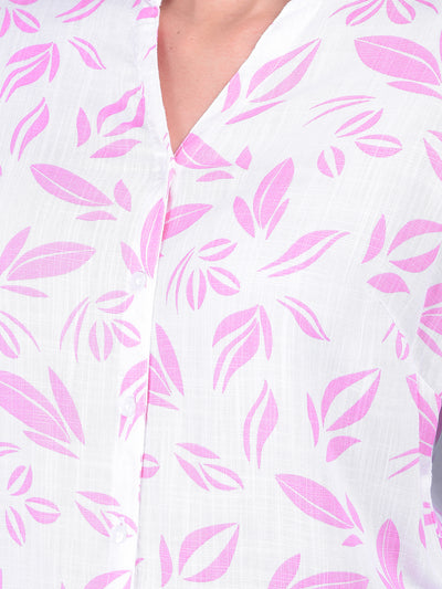 Pink Floral Print Shirt-Women Shirts-Crimsoune Club