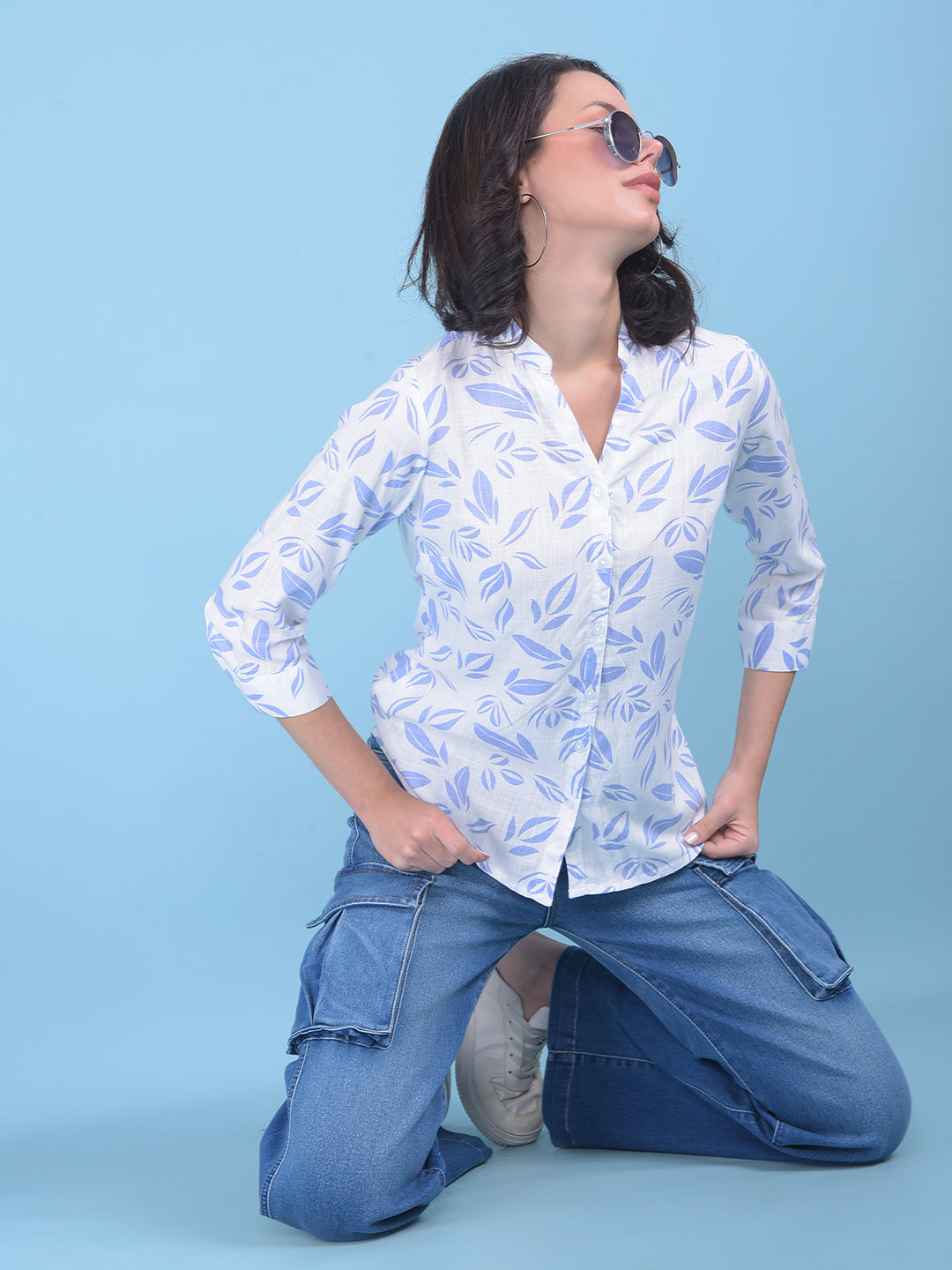 Purple Floral Print Shirt-Women Shirts-Crimsoune Club