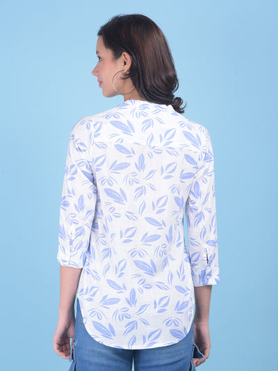 Purple Floral Print Shirt-Women Shirts-Crimsoune Club