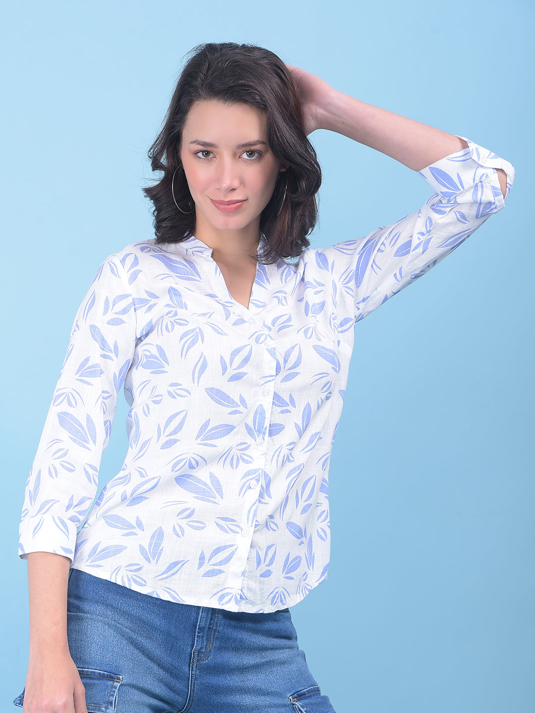 Purple Floral Print Shirt-Women Shirts-Crimsoune Club