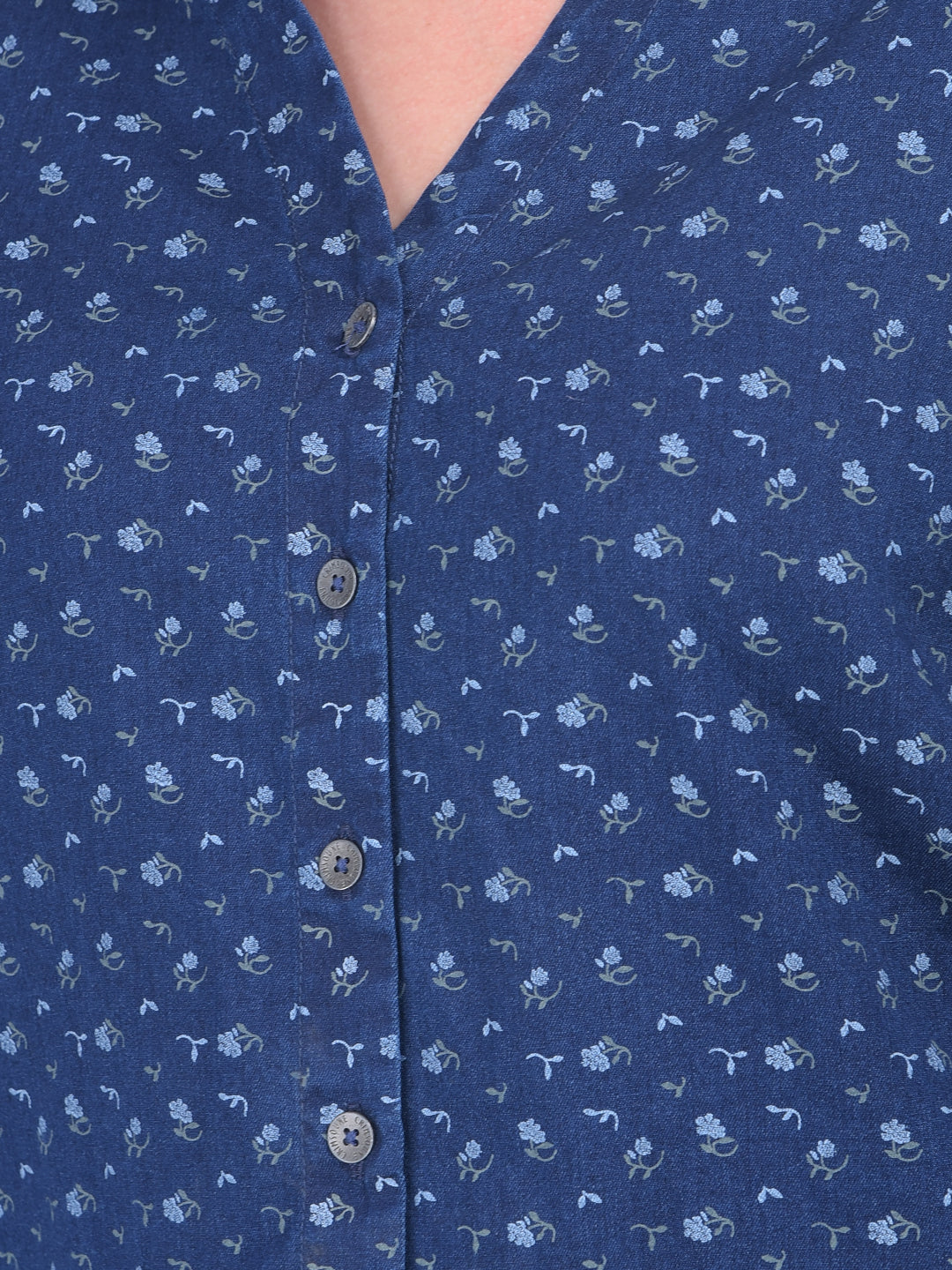 Printed Navy Blue Shirt-Women Shirts-Crimsoune Club