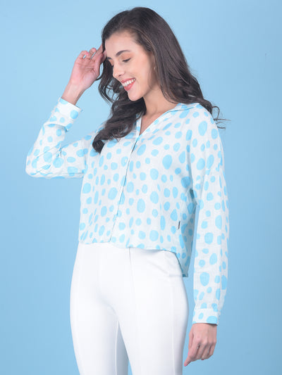 Blue Polka Dot Shirt-Women Shirts-Crimsoune Club